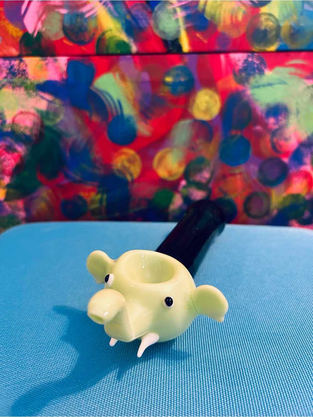 Handblown Glass Elephant Hand Piece